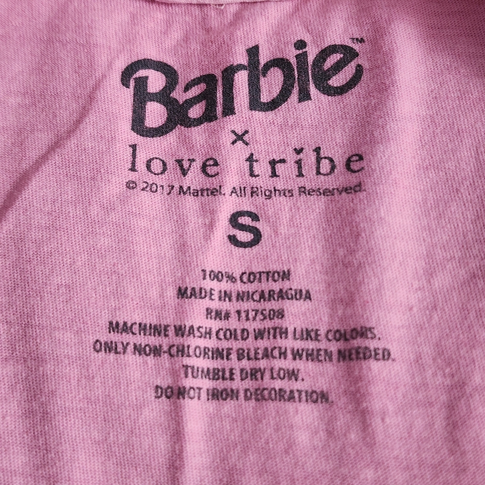 Barbie x Love Tribe Pink Women's T-Shirt Size Small - Picture 2 of 5